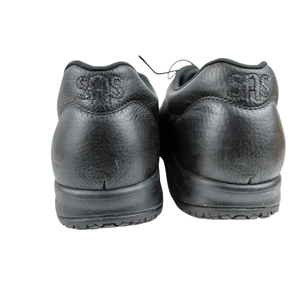 SAS Bout Time Mens 10 W Black Leather EZ Lace Up Comfort Casual Loafer Shoes
